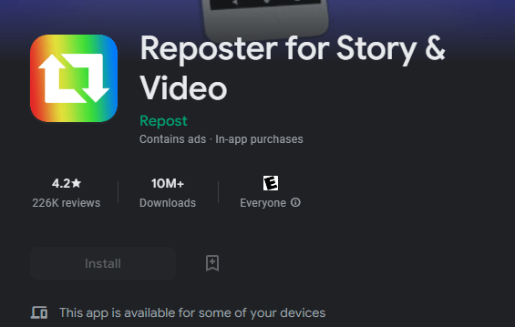 Reposter for Instagram Story and Video